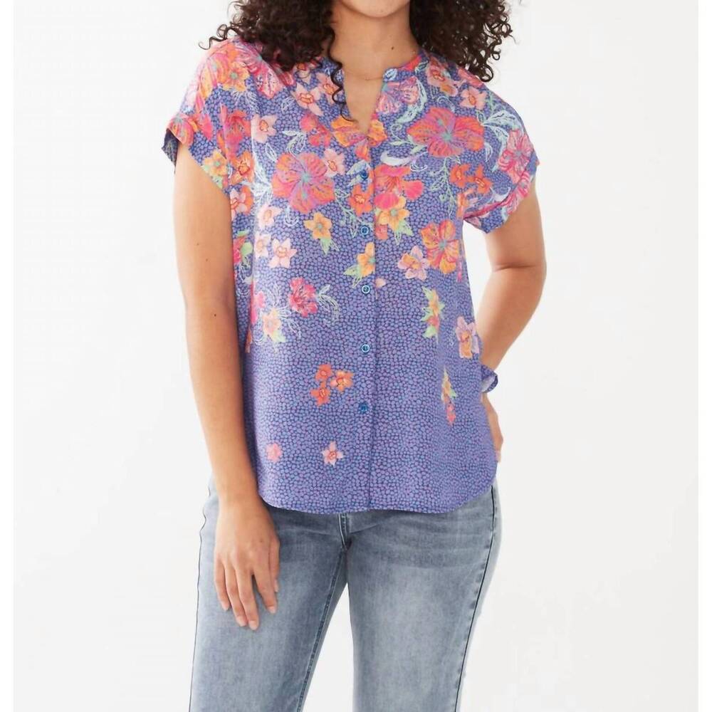 NEW FDJ button down shirt in tropic pointalism